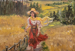 obraz: dziewczyna biegnąca polną ścieżką (photo)