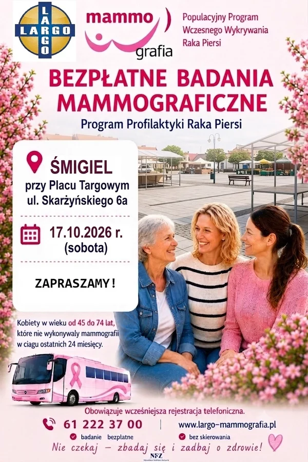 Bezpłatne badania mammograficzne - 17.10