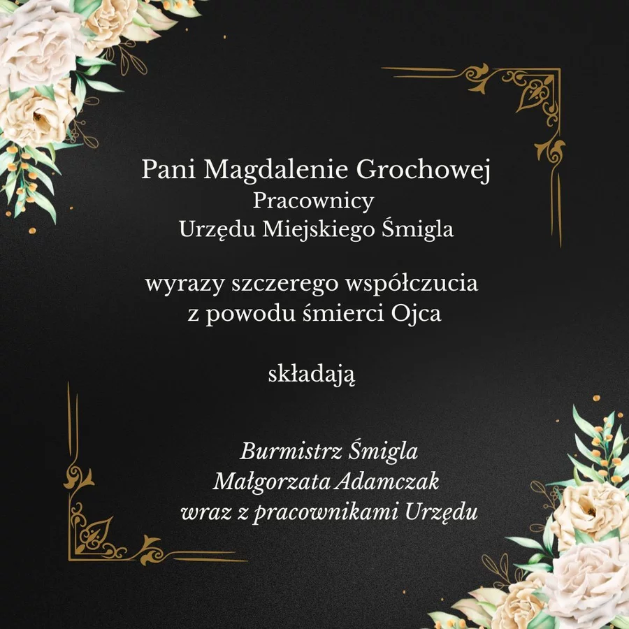 Kondolencje dla Pracownika Urzędu Miejskiego Śmigla